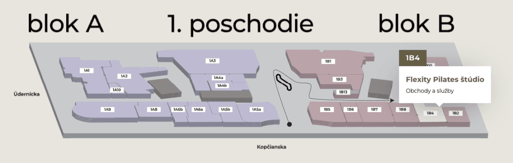 Pilates Reformer Studio Bratislava - mapa poschodia